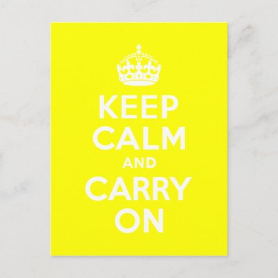 Keep Calm and Carry On Yellow Post Cards