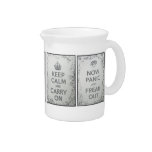 Keep Calm and Carry Onn Now Panic and Freak Out Pitchers