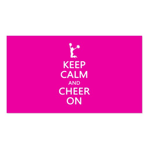 Keep Calm and Cheer On, Cheerleader Pink Business Card Templates (back side)