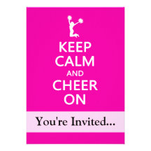 Keep Calm and Cheer On, Cheerleader Pink Custom Announcements
