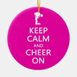 Keep Calm and Cheer On, Cheerleader Pink Ornament