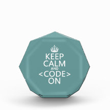 Keep Calm and <Code> On - all colours Acrylic Award
