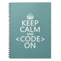 Keep Calm and <Code> On - all colours Journals