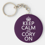 Keep Calm and Cory On (any background color) Key Chain