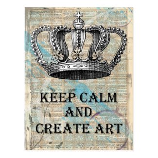 Keep Calm and Create Art Vintage Abstract Design Postcard