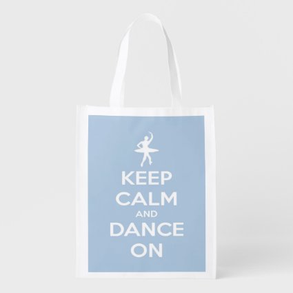 Keep Calm and Dance On Light Blue Personalized Bag Market Tote