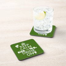 Keep Calm and Drink On (irish st patricks) Beverage Coasters