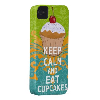 KEEP CALM AND Eat Cupcakes-change aqua any colour Iphone 4 Case-mate Cases