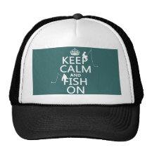 Keep Calm and Fish On - customizable colours Mesh Hat