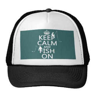 Keep Calm and Fish On - customizable colours Mesh Hat