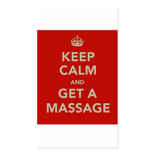 Keep Calm and Get a Massage business card