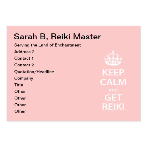 Keep Calm and Get Reiki Business Cards (front side)