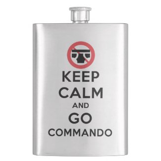 Keep Calm and Go Commando Hip Flasks