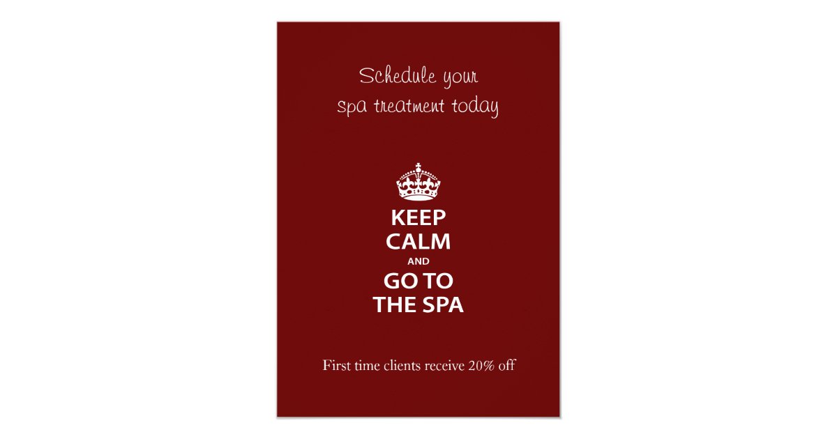 Keep Calm and Go To the Spa Card | Zazzle