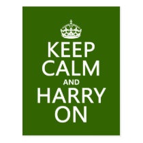 Keep Calm and Harry On (any background color) Postcards