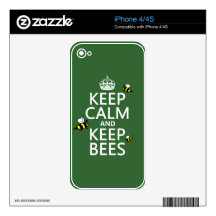 Keep Calm and Keep Bees - all colours iPhone 4S Decals