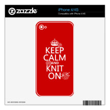 Keep Calm and Knit On - all colors Skins For The iPhone 4