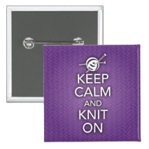 Keep Calm and Knit On Button