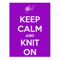 Keep Calm and Knit On Fuschia Postcard