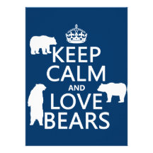 Keep Calm and Love Bears (in all colours) Personalized Invitations