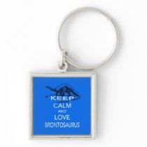 Keep Calm and Love Brontosaurus dinosaur print Keychains