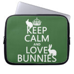 Keep Calm and Love Bunnies - all colors Computer Sleeves