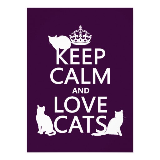 Keep Calm and Love Cats (in any color) Custom Invitation