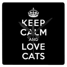 Keep Calm and Love Cats Wall Clocks
