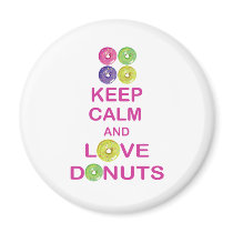 Keep Calm and Love Donuts Unique Doughnut Gift Refrigerator Magnet