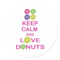 Keep Calm and Love Donuts Unique Doughnut Gift Sticker