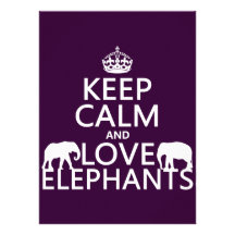 Keep Calm and Love Elephants (any color) Personalized Announcements