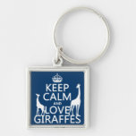 Keep Calm and Love Giraffes - all colours Key Chain