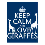 Keep Calm and Love Giraffes - all colours Postcards