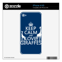 Keep Calm and Love Giraffes - all colours Skins For The iPhone 4S