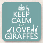 Keep Calm and Love Giraffes (any color) Coaster