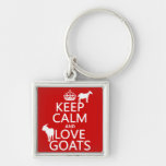 Keep Calm and Love Goats (any background color) Keychains