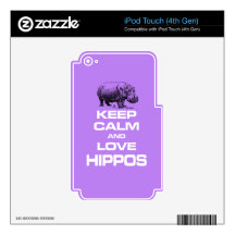Keep Calm and Love Hippos Hippotamus Design Gift Decal For iPod Touch 4G