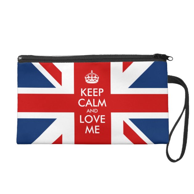 Keep Calm and Love Me British United Kingdom Flag Wristlet