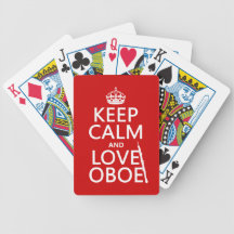 Keep Calm and Love Oboe (any background color) Bicycle Poker Deck