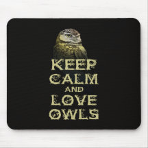 Keep Calm and Love Owls Original Owl Gift Stuff Mouse Pads