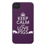 Keep Calm and Love Pigs (all colours) iPhone 4 Cover