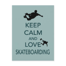 Keep Calm and Love Skateboarding unique print Post Cards