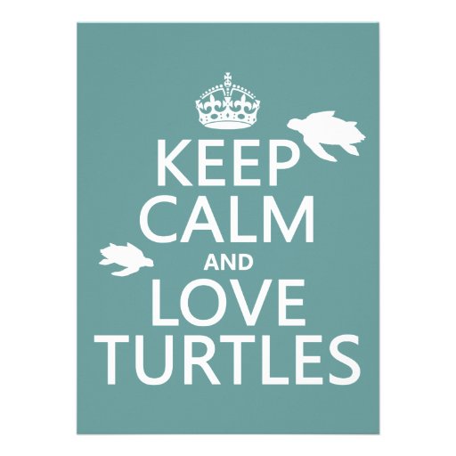 Keep Calm and Love Turtles (any background color) Custom Invitations