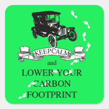 Keep Calm and Lower Your Carbon Footprint Design Square Stickers
