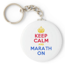 KEEP CALM and MARATH ON Keychains