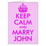 Keep Calm and Marry John Card