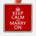 Keep Calm and Marry On (all colors) Christmas Ornaments