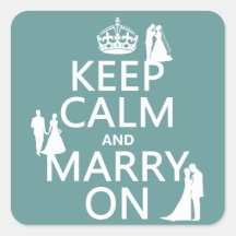 Keep Calm and Marry On (any color background) Square Sticker