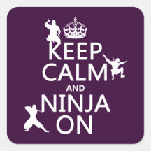 Keep Calm and Ninja On (in any color) Square Sticker