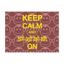 Keep Calm and Ooh Ooh Aah Aah On Monkey Art Print Postcards